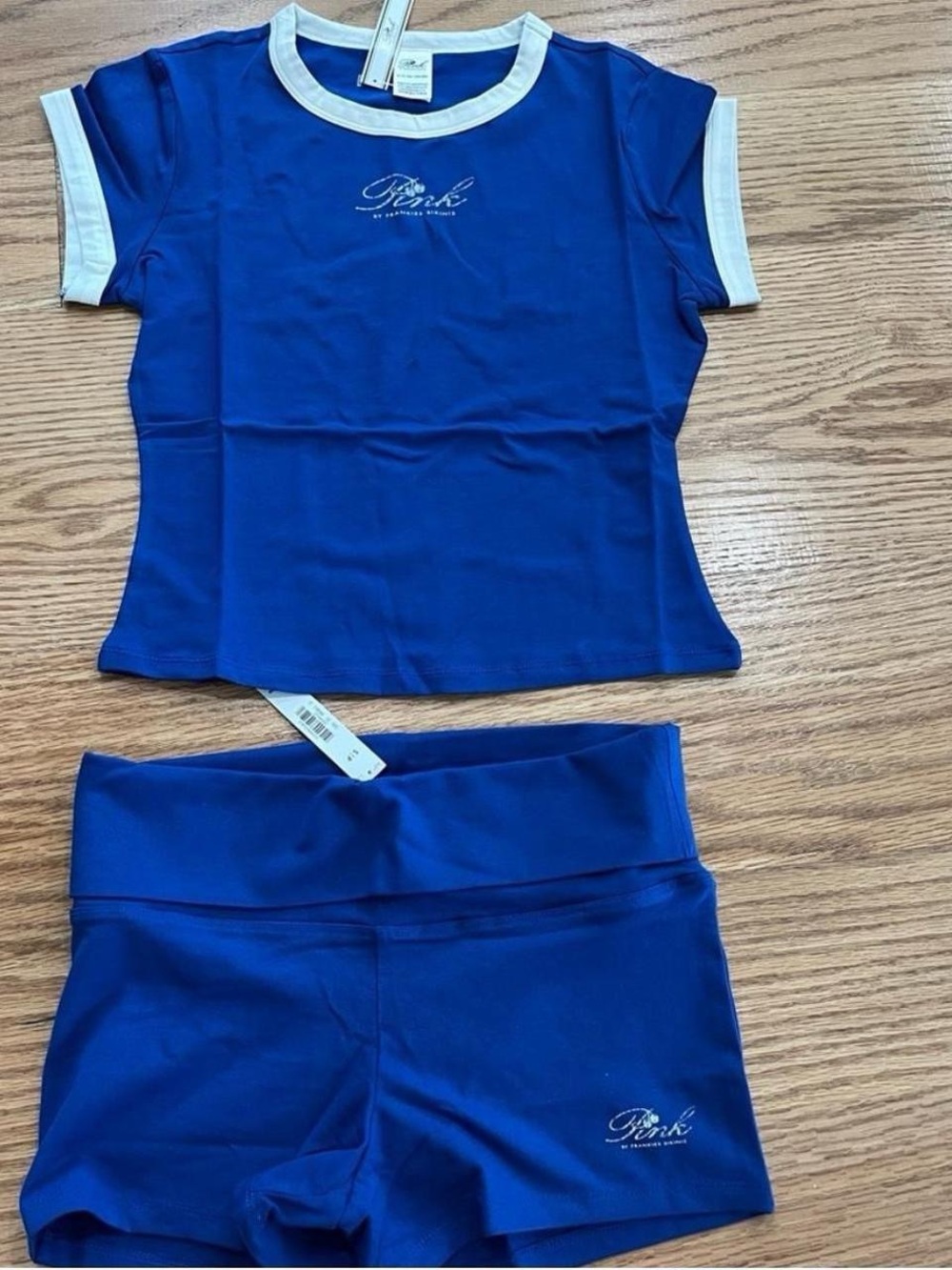 Frankie’s bikinis Blue Ringer Tee and Shorts Set